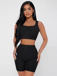 SET DEPORTIVO CORTO TOP/ SHORT AM-414 NEGRO